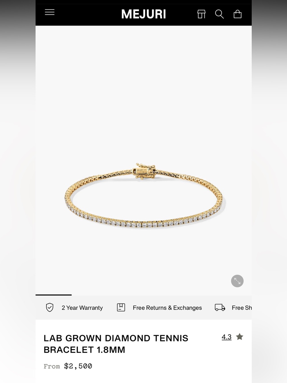 Mejuri Gold Diamond Tennis Bracelet